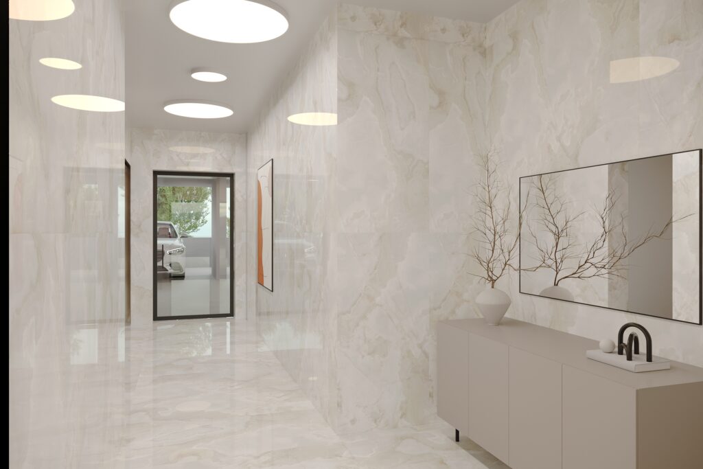 Entrance lobby render at ÁURA Residences