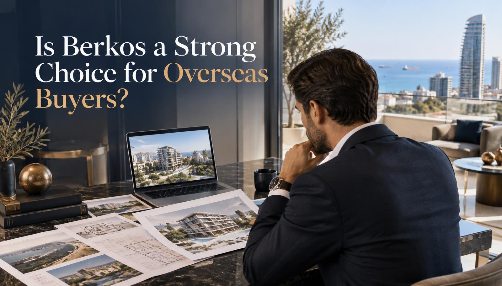 Overseas buyer reviewing Cyprus property plans and a residential development from Limassol