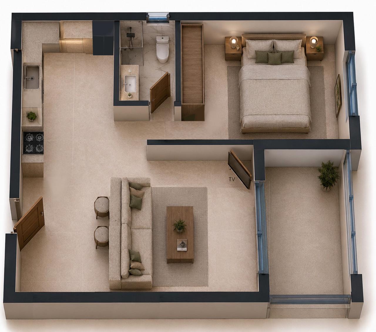 1-Bedroom Apartment building plan for NAMI Residences