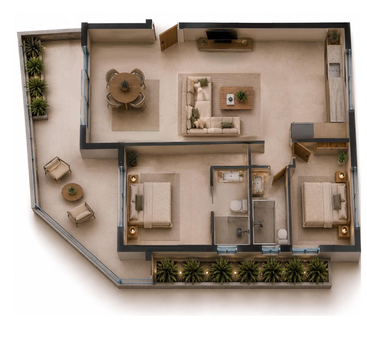 2-Bedroom Apartment, AP101 building plan for NAMI Residences