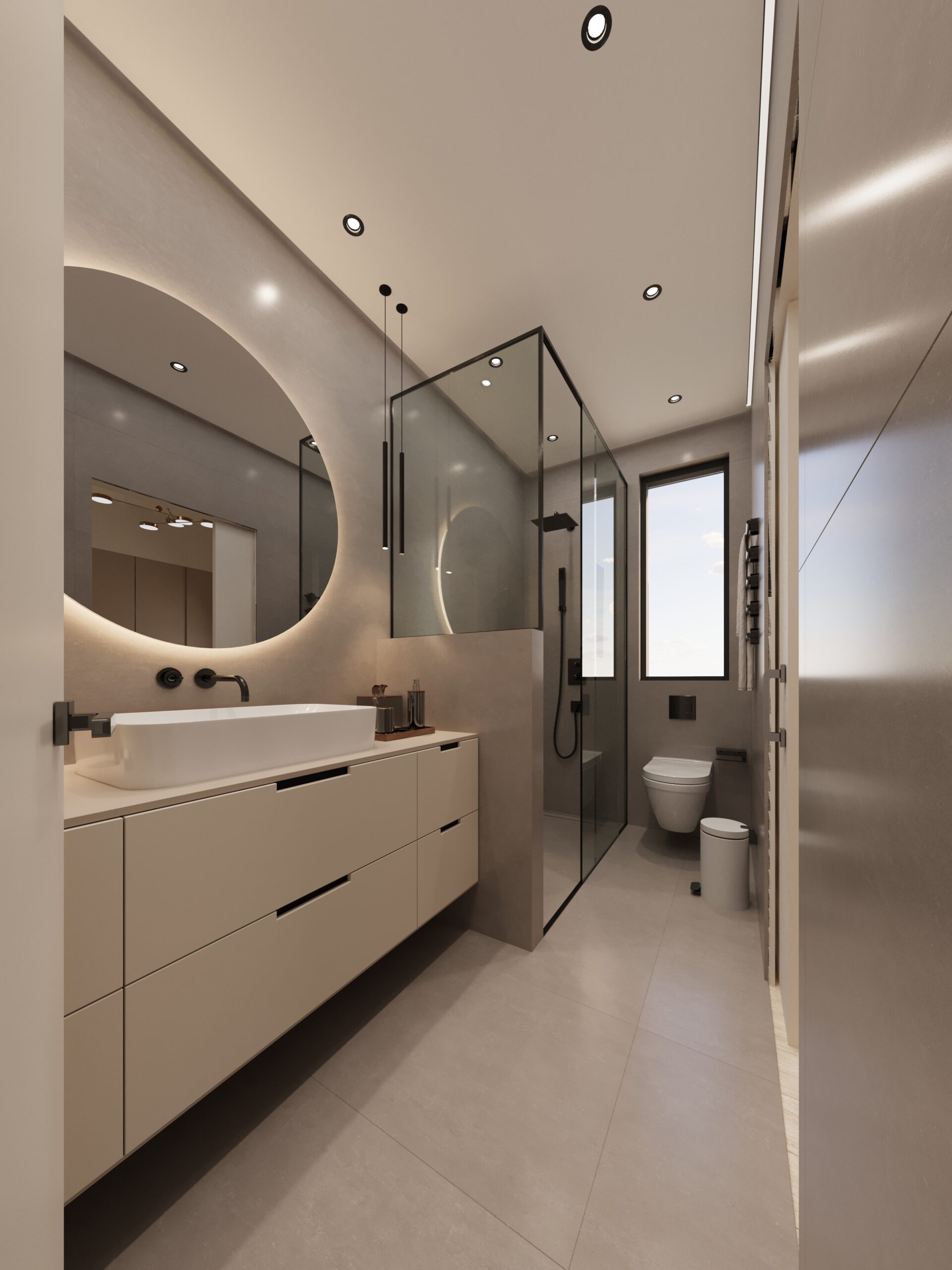 Bathroom interior render at ELOS Residences