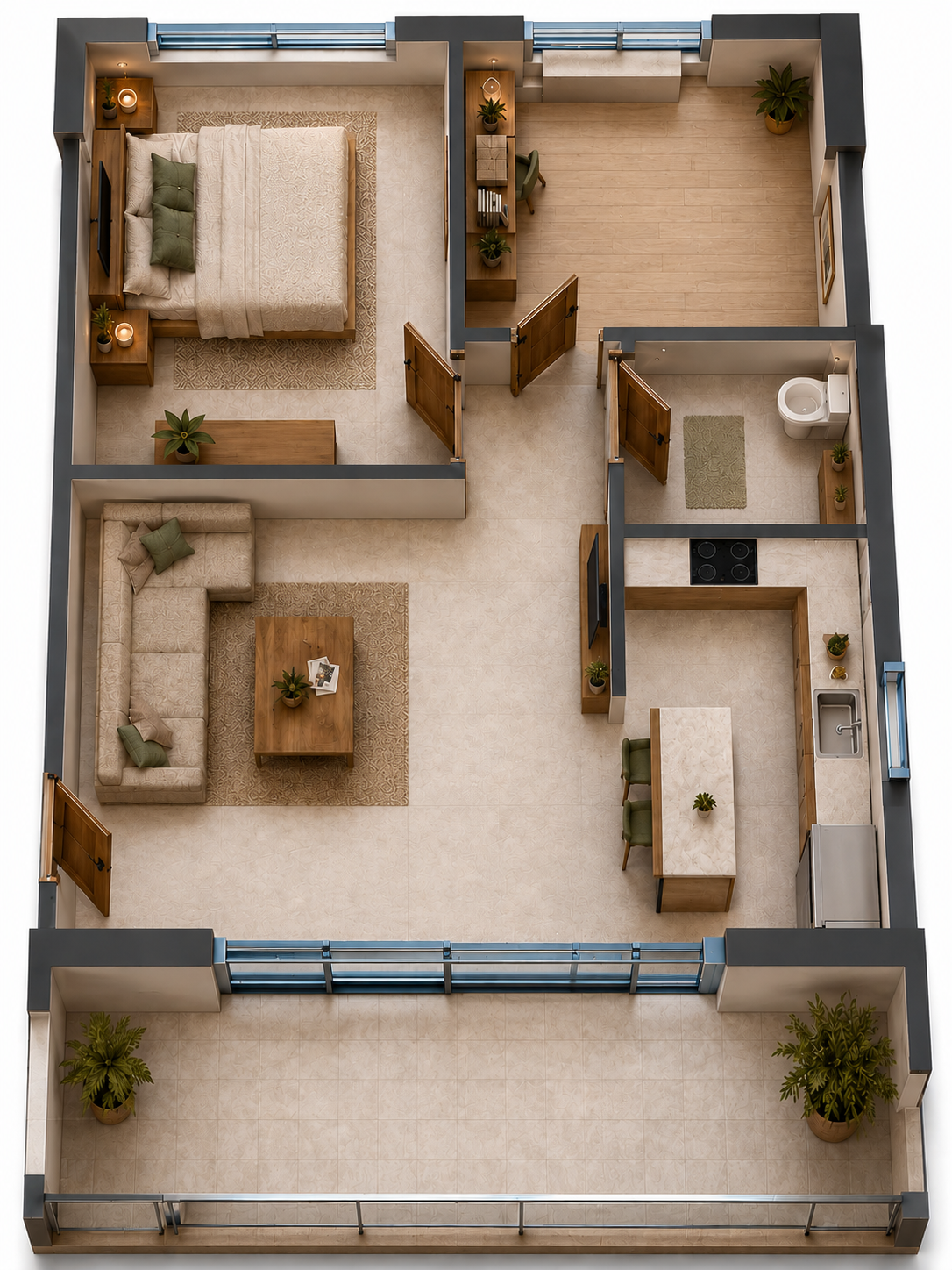 Floor plan of the 2 bedroom apartment at ELOS II Residences
