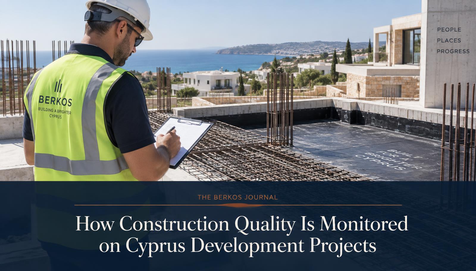 Site inspector checking reinforcement on a Cyprus residential project