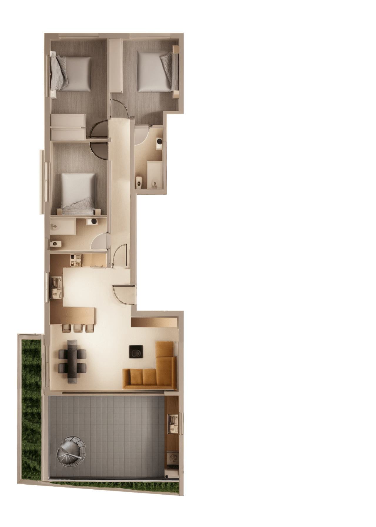 Floor plan of the 3 bedroom penthouse at ELOS Residences