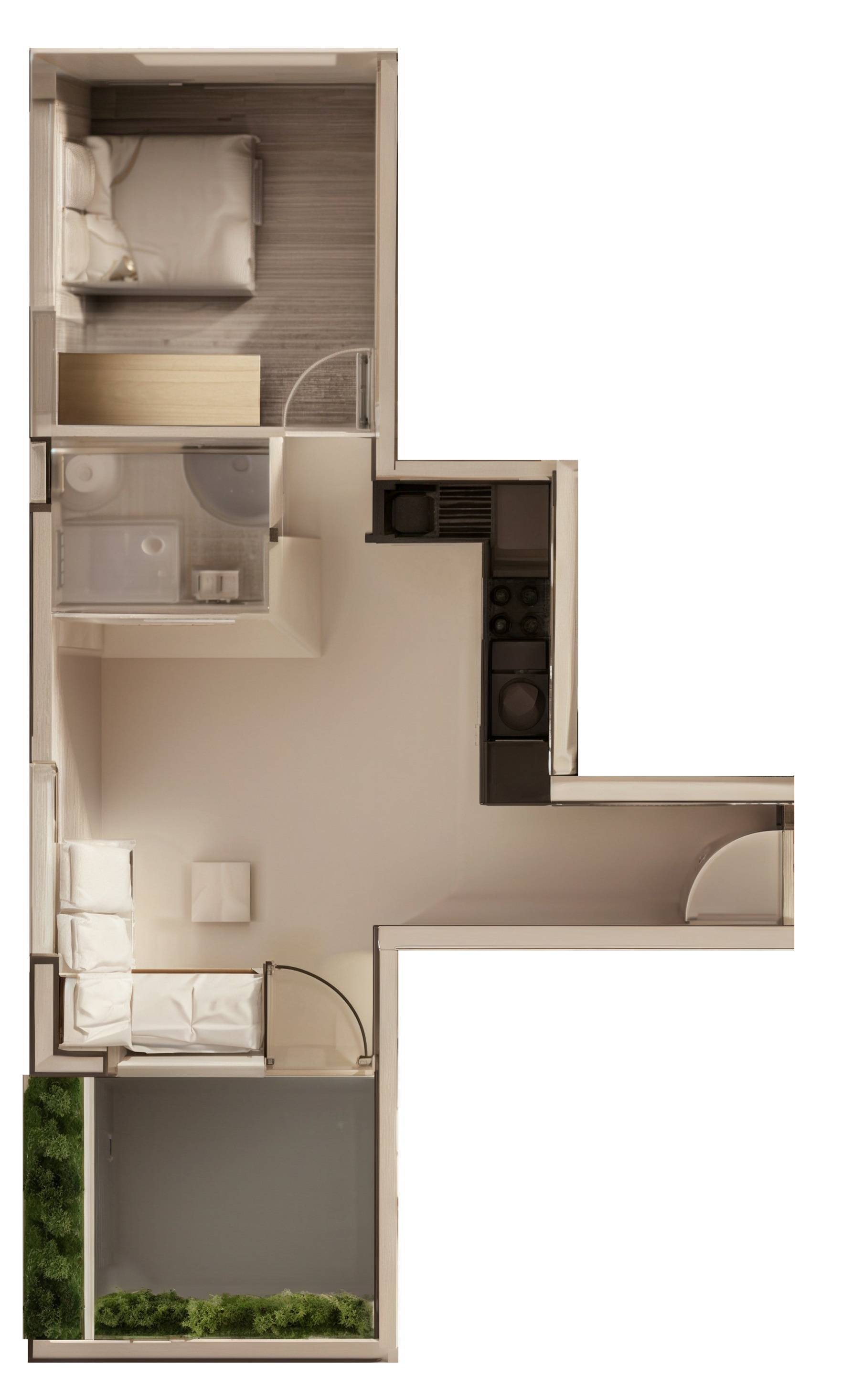 Floor plan of the 1 bedroom apartment at ELOS Residences