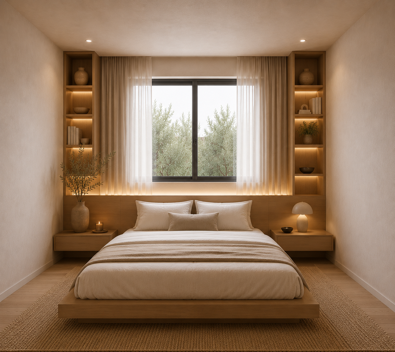 Bedroom render with fitted wardrobes at NAMI Residences