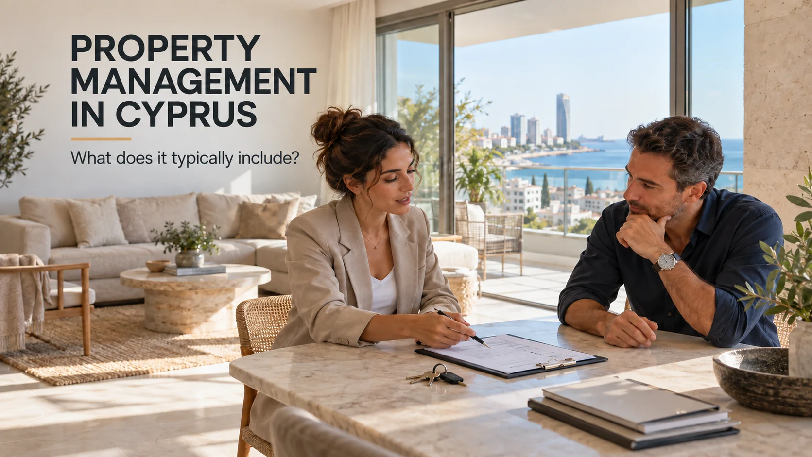 Property manager carrying out an apartment inspection in Limassol, Cyprus