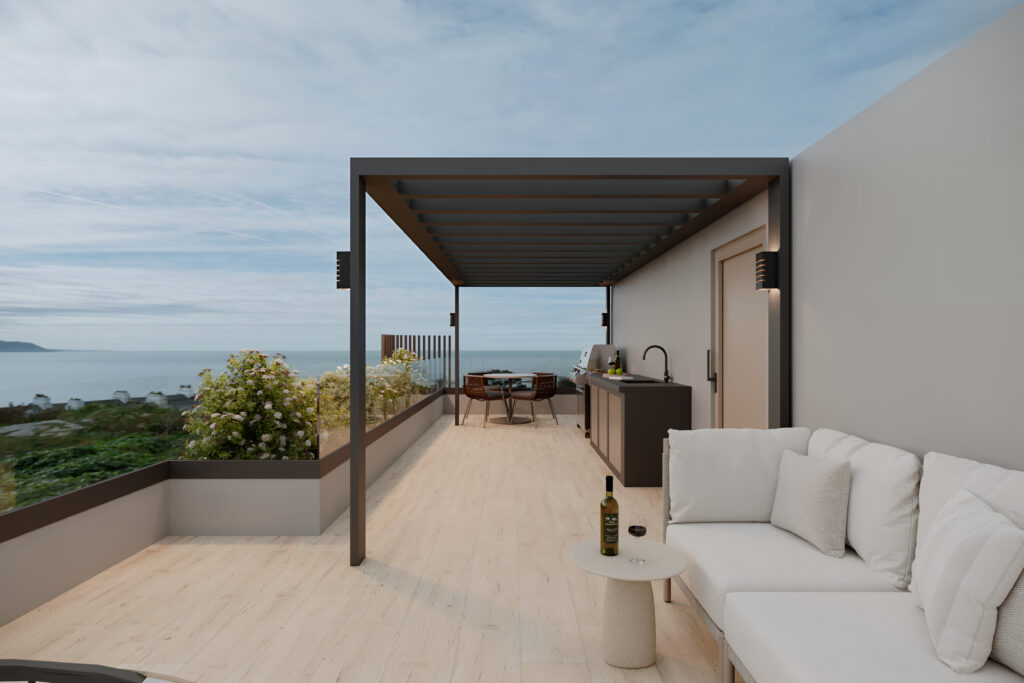 Roof garden render at ÁURA Residences